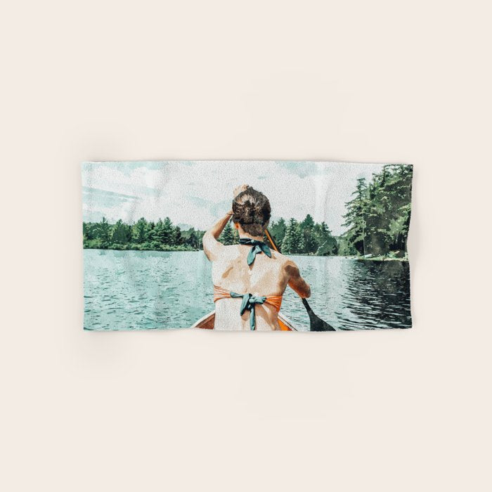 Row Your Own Boat | Woman Empowerment Confidence Painting | Positive Growth Mindset Boho Adventure  Towels Gallery Image 1