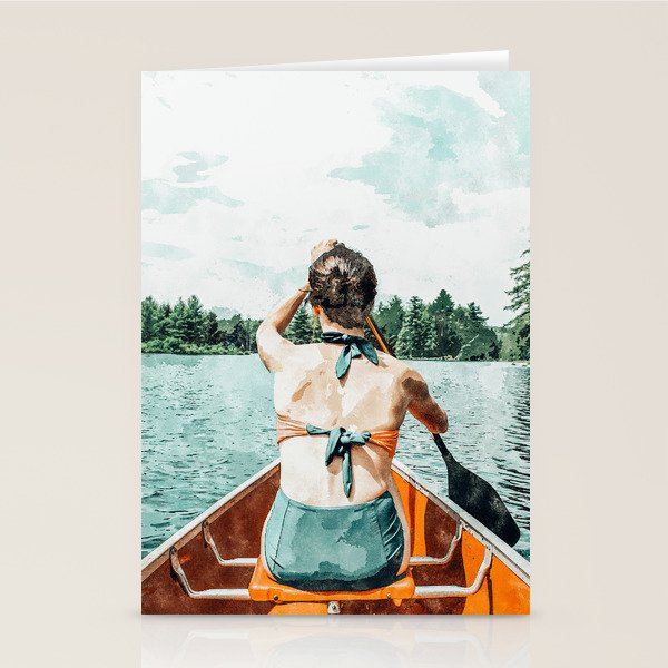 Row Your Own Boat | Woman Empowerment Confidence Painting | Positive Growth Mindset Boho Adventure  Stationery Card Gallery Image 1