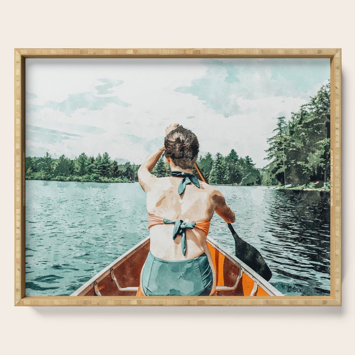 Row Your Own Boat | Woman Empowerment Confidence Painting | Positive Growth Mindset Boho Adventure  Serving Tray Gallery Image 1