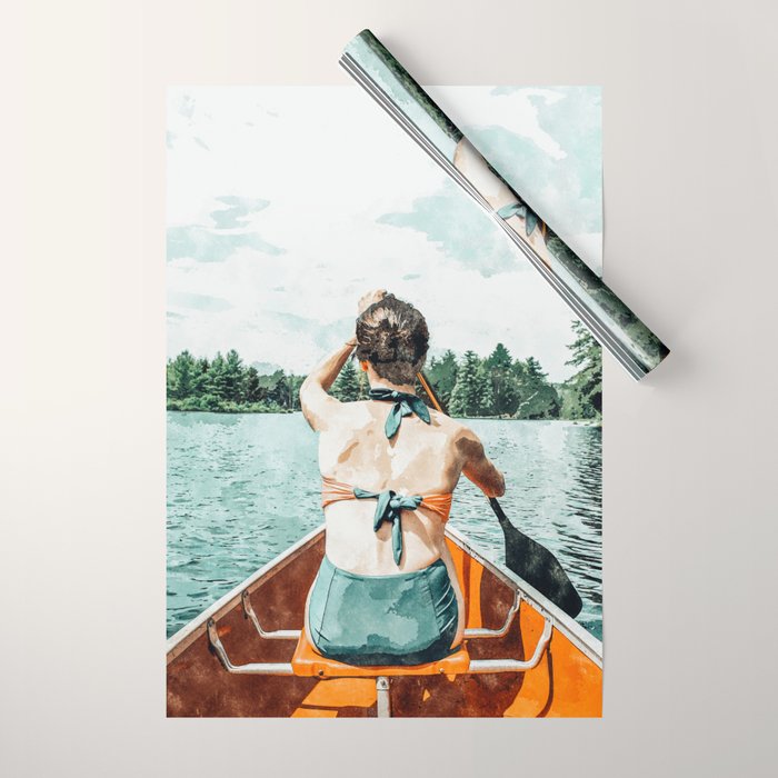Row Your Own Boat | Woman Empowerment Confidence Painting | Positive Growth Mindset Boho Adventure  Wrapping Paper Gallery Image 1