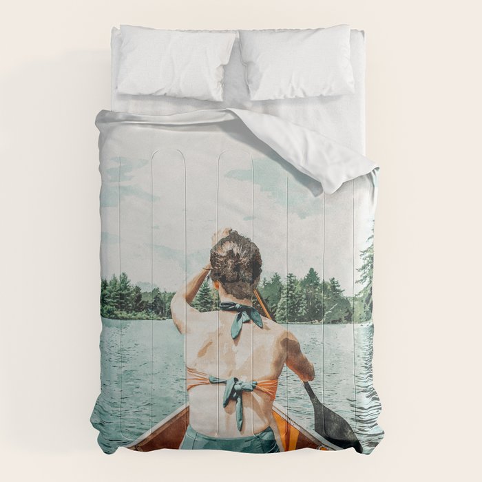 Row Your Own Boat | Woman Empowerment Confidence Painting | Positive Growth Mindset Boho Adventure  Comforter Gallery Image 1