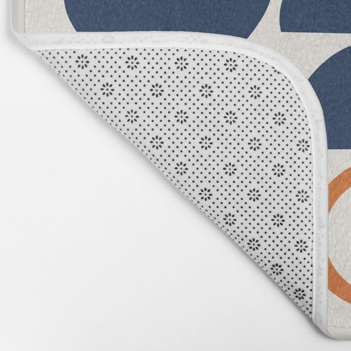 Abstract Shapes 19 in Orange and Navy Blue Bath Mat Gallery Image 2