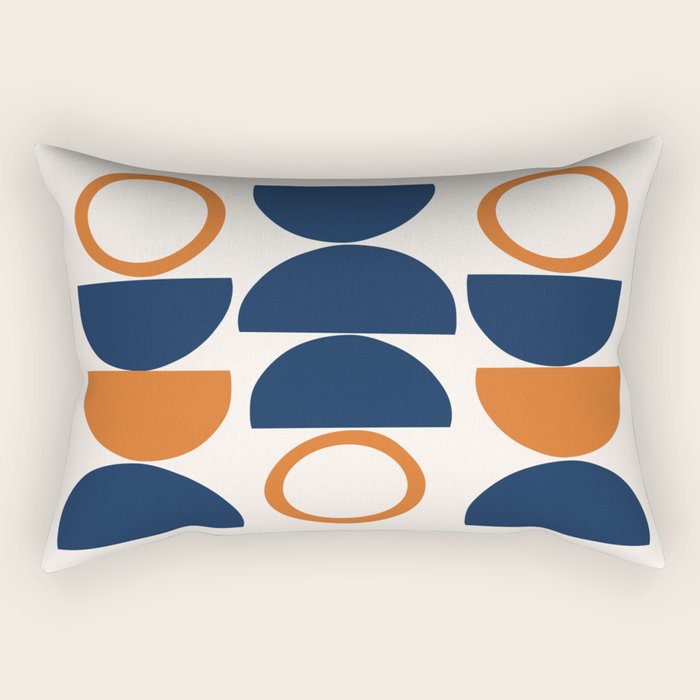 Abstract Shapes 19 in Orange and Navy Blue Rectangular Pillow Gallery Image 2