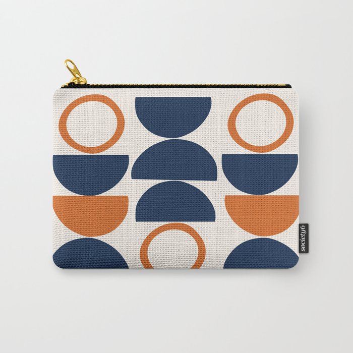Abstract Shapes 19 in Orange and Navy Blue Carry All Pouch Gallery Image 1