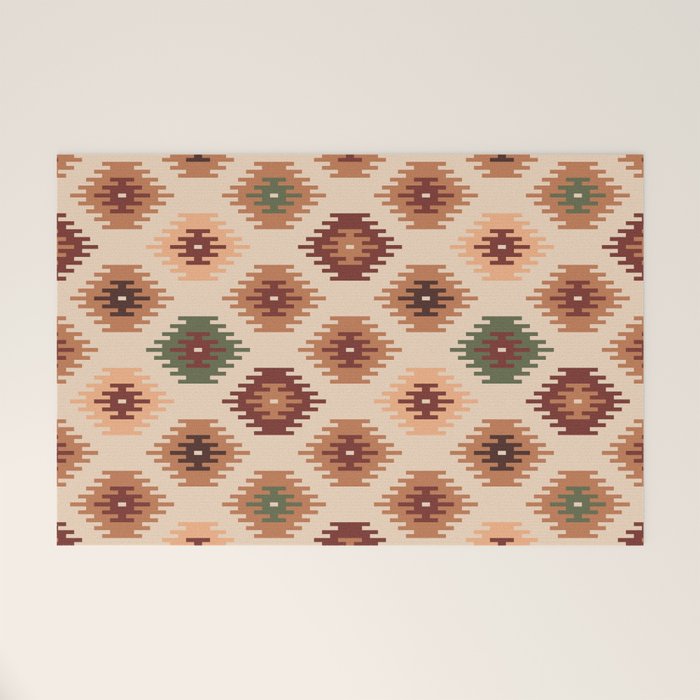 Southwest native Aztec diamonds kilim Welcome Mat Gallery Image 1