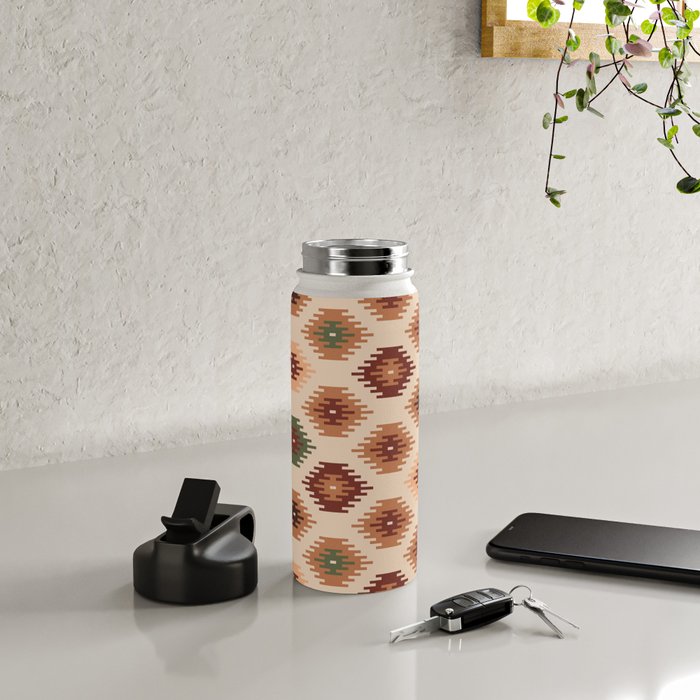 Southwest native Aztec diamonds kilim Water Bottle Gallery Image 4