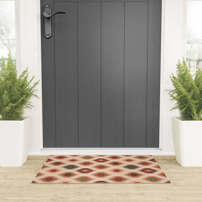 Southwest native Aztec diamonds kilim Welcome Mat Gallery Image 3