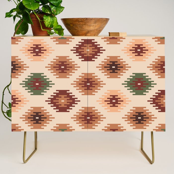 Southwest native Aztec diamonds kilim Credenza Gallery Image 1