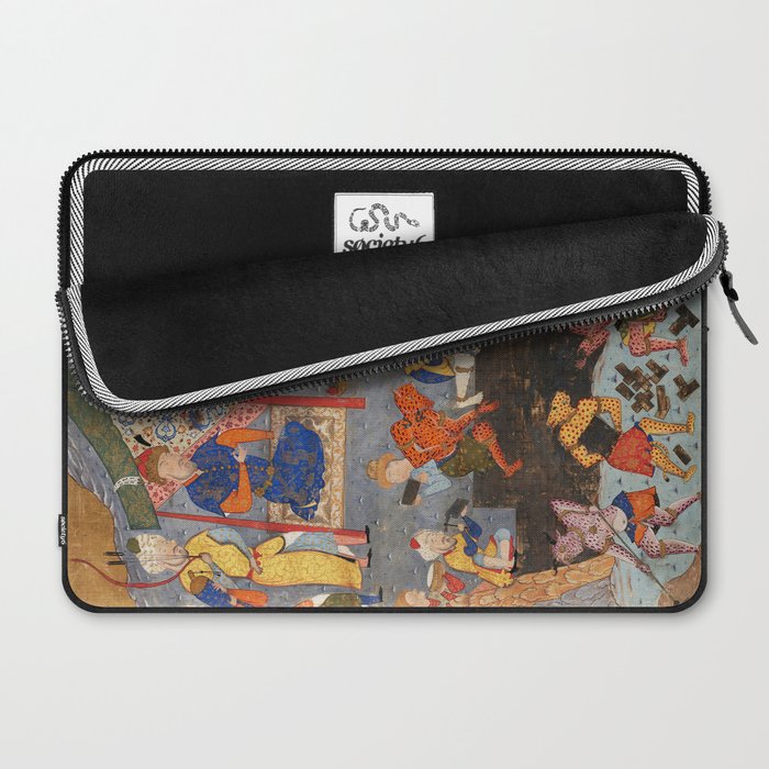 Iskandar (Alexander) builds a wall against Gog and Magog Islamic Antique Art Laptop Sleeve Gallery Image 2