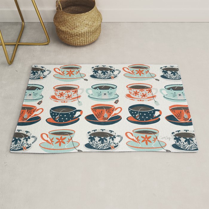 Tea Time - Coral & Teal Rug Gallery Image 1