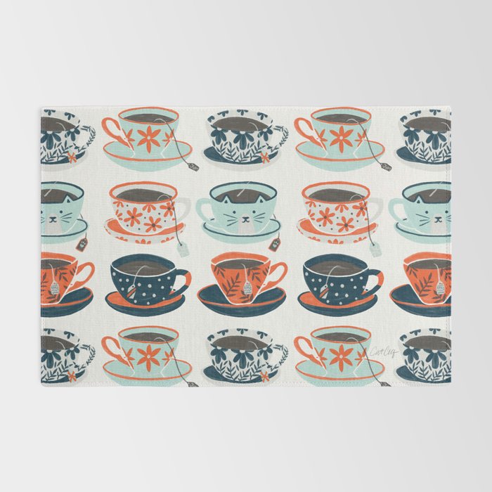 Tea Time - Coral & Teal Rug Gallery Image 2