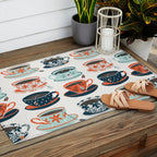 Tea Time - Coral & Teal Outdoor Rug Gallery Image 2