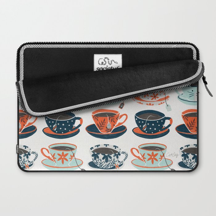 Tea Time - Coral & Teal Laptop Sleeve Gallery Image 2