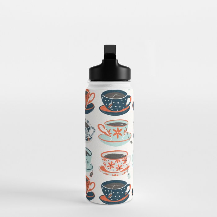 Tea Time - Coral & Teal Water Bottle Gallery Image 3