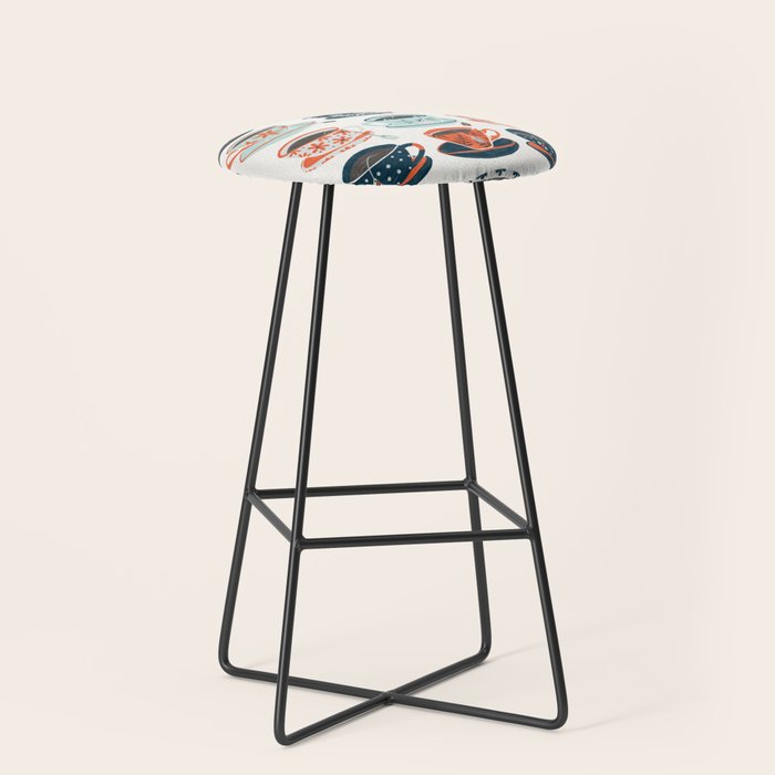 Tea Time - Coral & Teal Stool Gallery Image 1