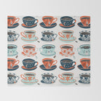 Tea Time - Coral & Teal Throw Blanket Gallery Image 2
