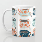 Tea Time - Coral & Teal Coffee Mug Gallery Image 3
