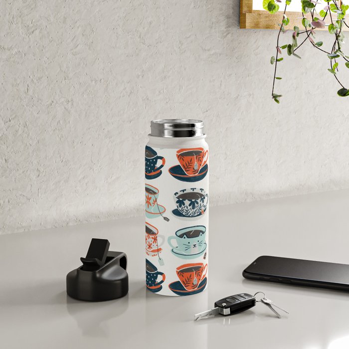 Tea Time - Coral & Teal Water Bottle Gallery Image 5