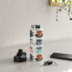 Tea Time - Coral & Teal Water Bottle Gallery Image 5
