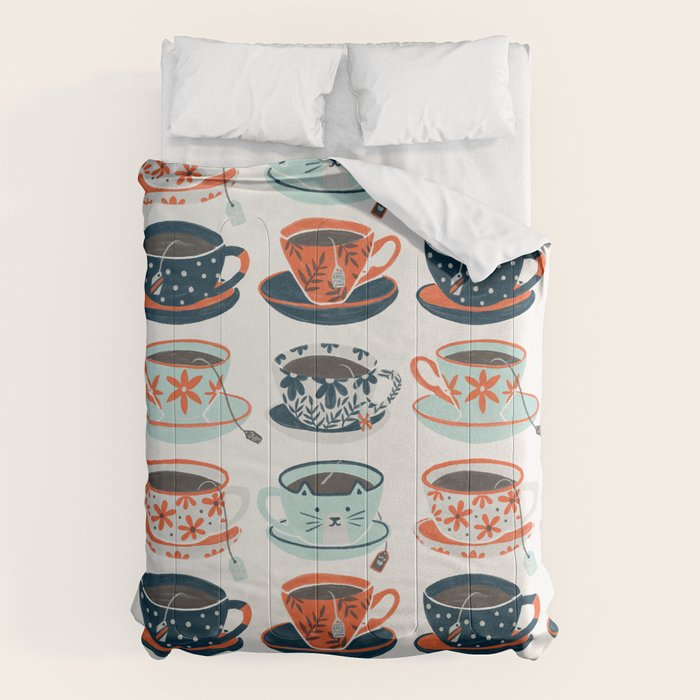 Tea Time - Coral & Teal Comforter Gallery Image 6