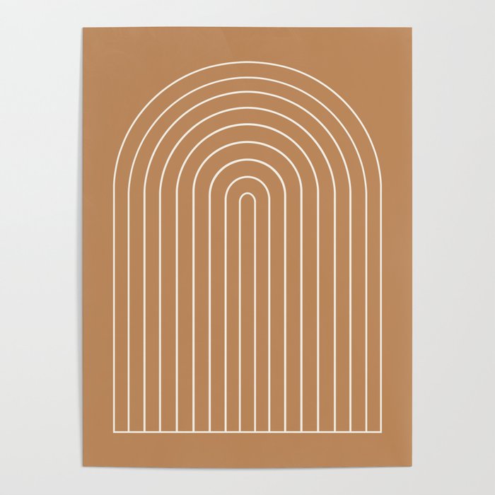 Minimal Arch XLVIII Peach Orange Modern Geometric Lines Poster Gallery Image 1