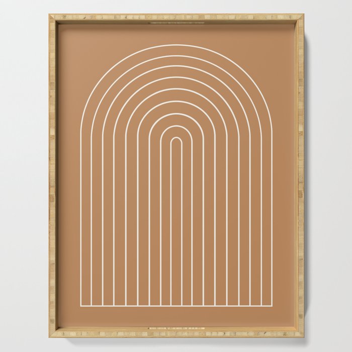 Minimal Arch XLVIII Peach Orange Modern Geometric Lines Serving Tray Gallery Image 1