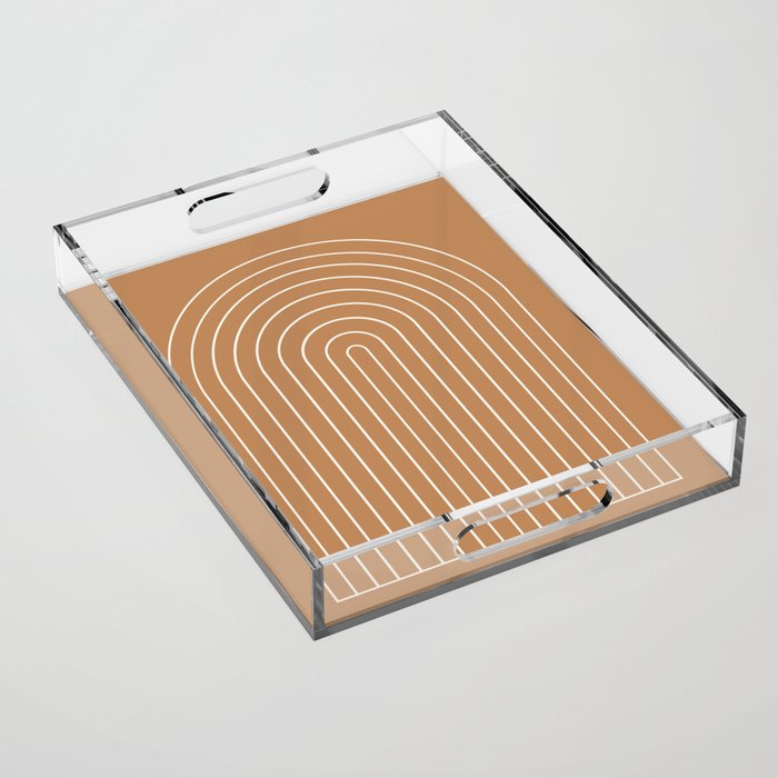 Minimal Arch XLVIII Peach Orange Modern Geometric Lines Acrylic Tray Gallery Image 1