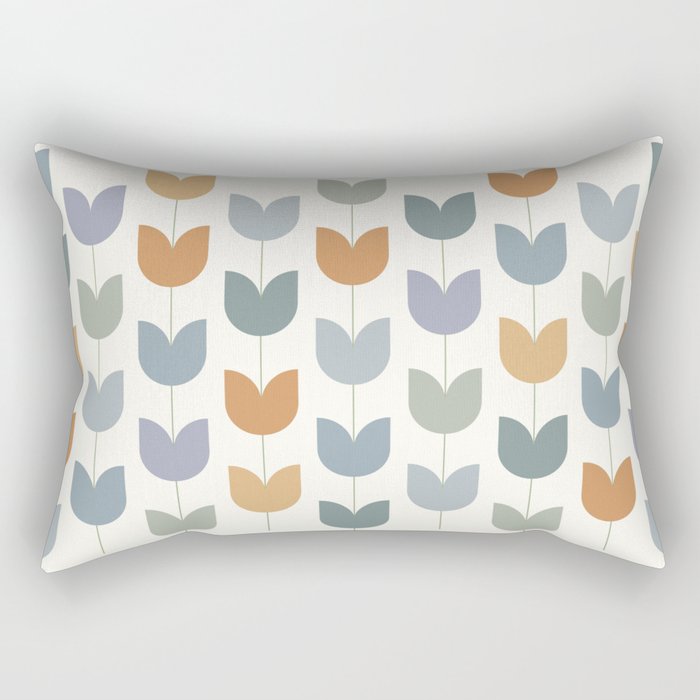 Spring Tulips XI Natural Multicolor Mid Century Flowers Rectangular Pillow Gallery Image 2