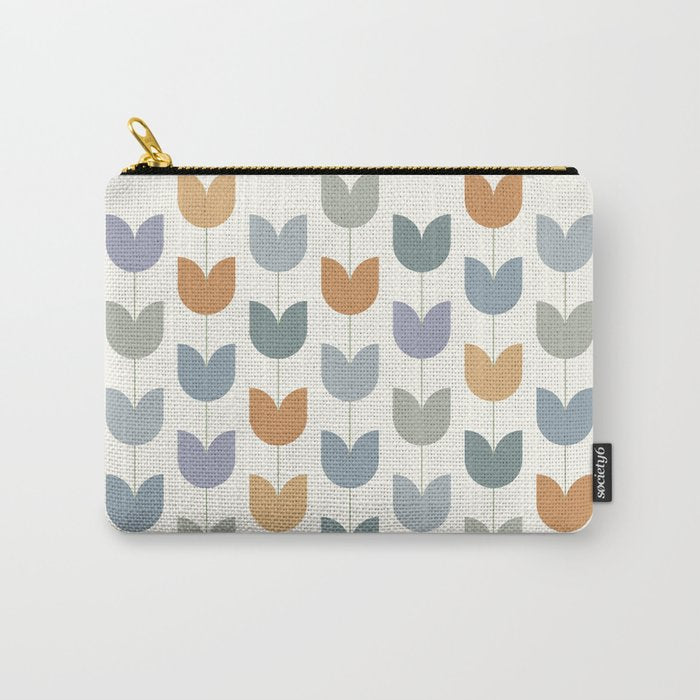 Spring Tulips XI Natural Multicolor Mid Century Flowers Carry All Pouch Gallery Image 1