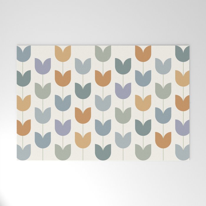 Spring Tulips XI Natural Multicolor Mid Century Flowers Welcome Mat Gallery Image 1