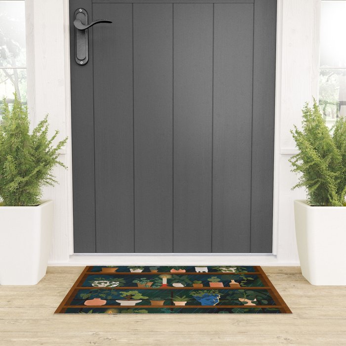 Plant Shelves Rainy Night Welcome Mat Gallery Image 3