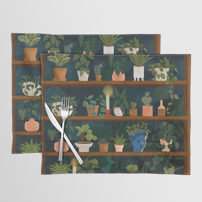 Plant Shelves Rainy Night Placemat Gallery Image 1