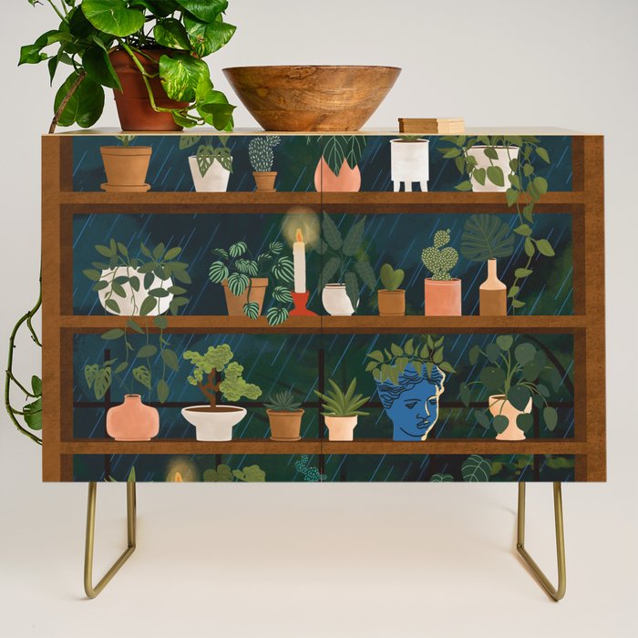 Plant Shelves Rainy Night Credenza Gallery Image 1