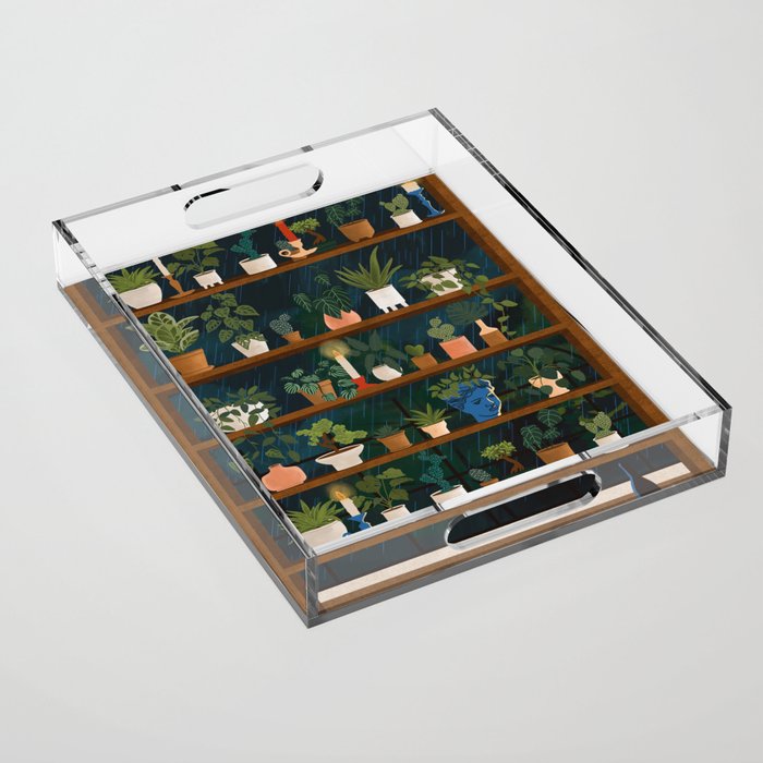 Plant Shelves Rainy Night Acrylic Tray Gallery Image 1