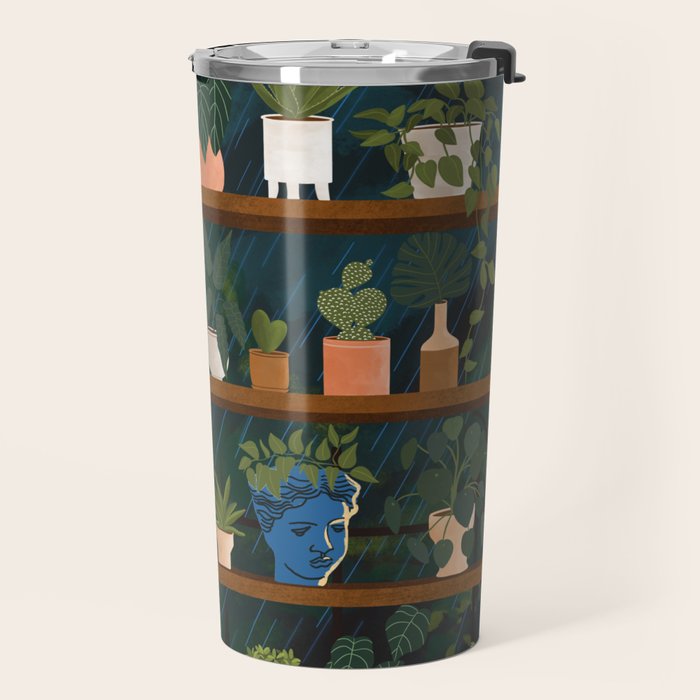 Plant Shelves Rainy Night Travel Mug Gallery Image 2