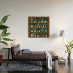 Plant Shelves Rainy Night Wood Wall Art Gallery Image 2