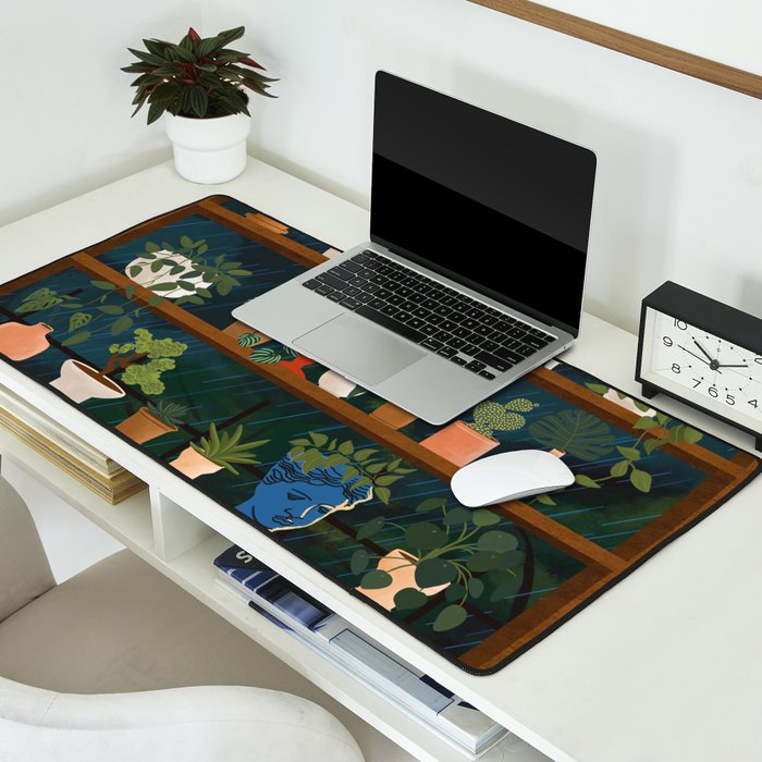 Plant Shelves Rainy Night Desk Mat Gallery Image 2