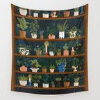 Plant Shelves Rainy Night Wall Tapestry Gallery Image 4
