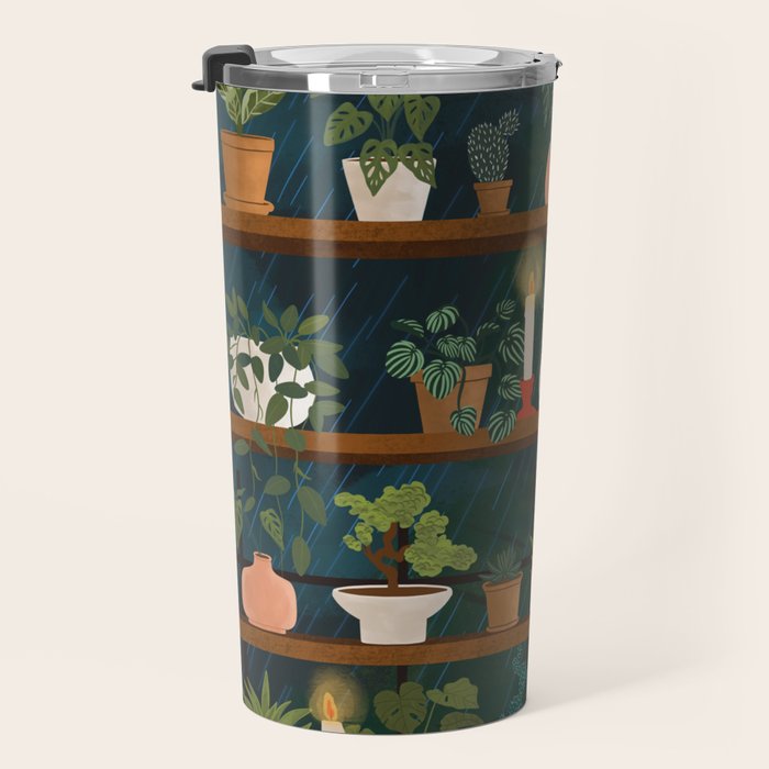 Plant Shelves Rainy Night Travel Mug Gallery Image 3