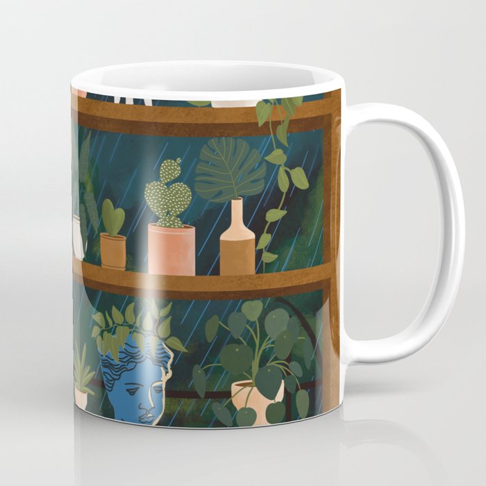 Plant Shelves Rainy Night Coffee Mug Gallery Image 1