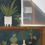 Plant Shelves Rainy Night Wall Tapestry Gallery Image 3