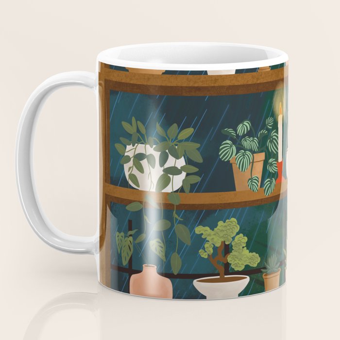 Plant Shelves Rainy Night Coffee Mug Gallery Image 3