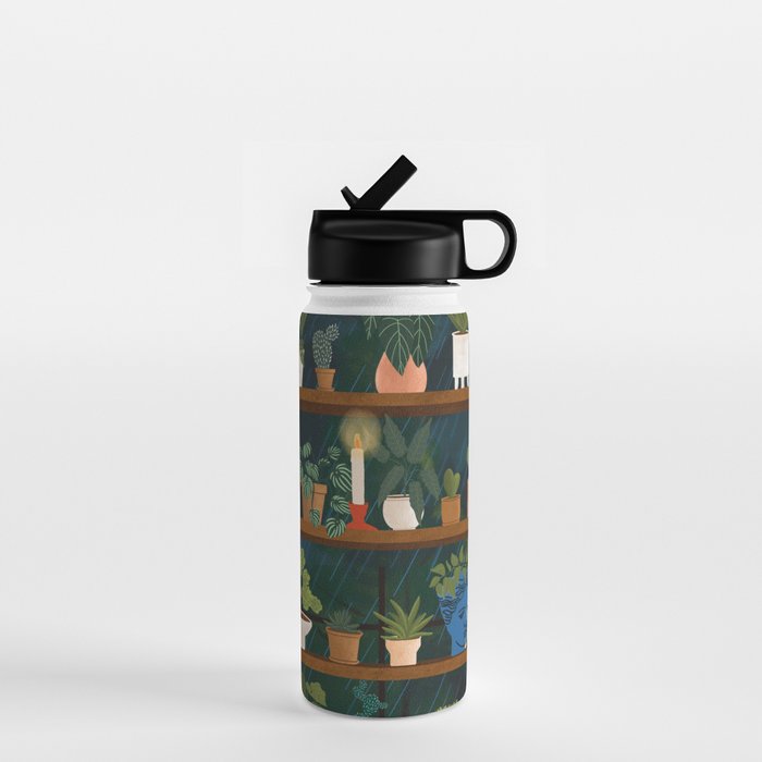 Plant Shelves Rainy Night Water Bottle Gallery Image 1