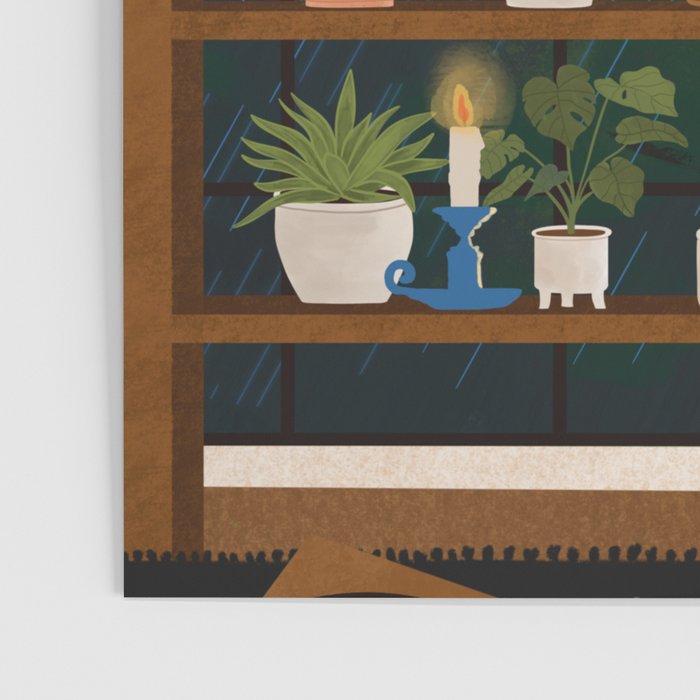 Plant Shelves Rainy Night Poster Gallery Image 3