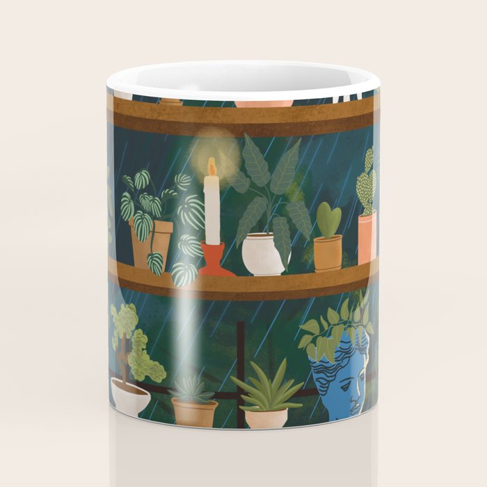 Plant Shelves Rainy Night Coffee Mug Gallery Image 4