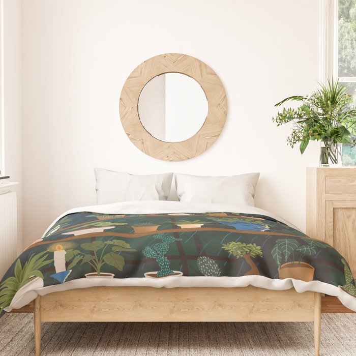 Plant Shelves Rainy Night Duvet Cover Gallery Image 3