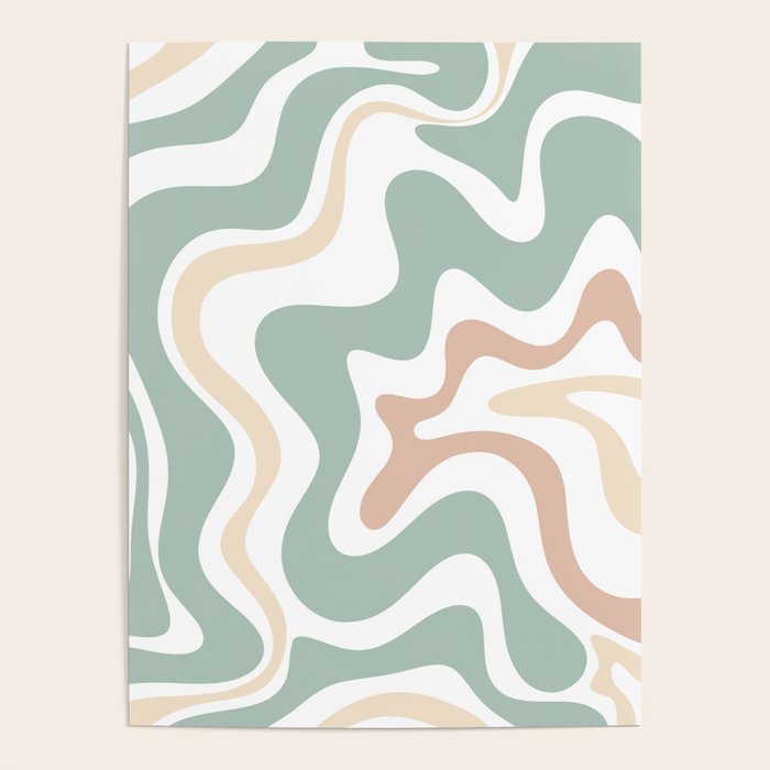 Liquid Swirl Abstract Pattern in Celadon Sage Poster Gallery Image 4