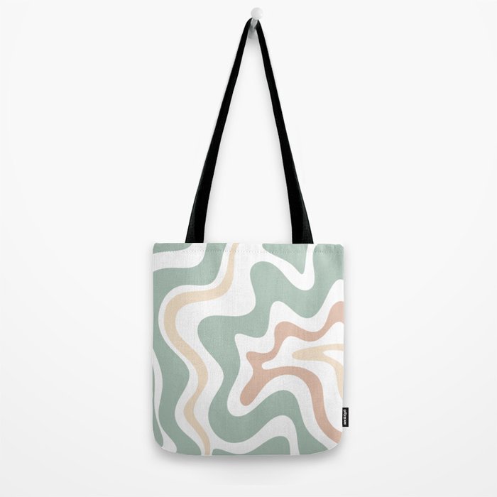 Liquid Swirl Abstract Pattern in Celadon Sage Tote Bag Gallery Image 2