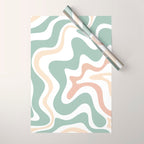 Liquid Swirl Abstract Pattern in Celadon Sage Wrapping Paper Gallery Image 1