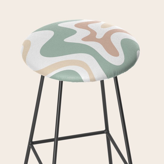 Liquid Swirl Abstract Pattern in Celadon Sage Stool Gallery Image 2